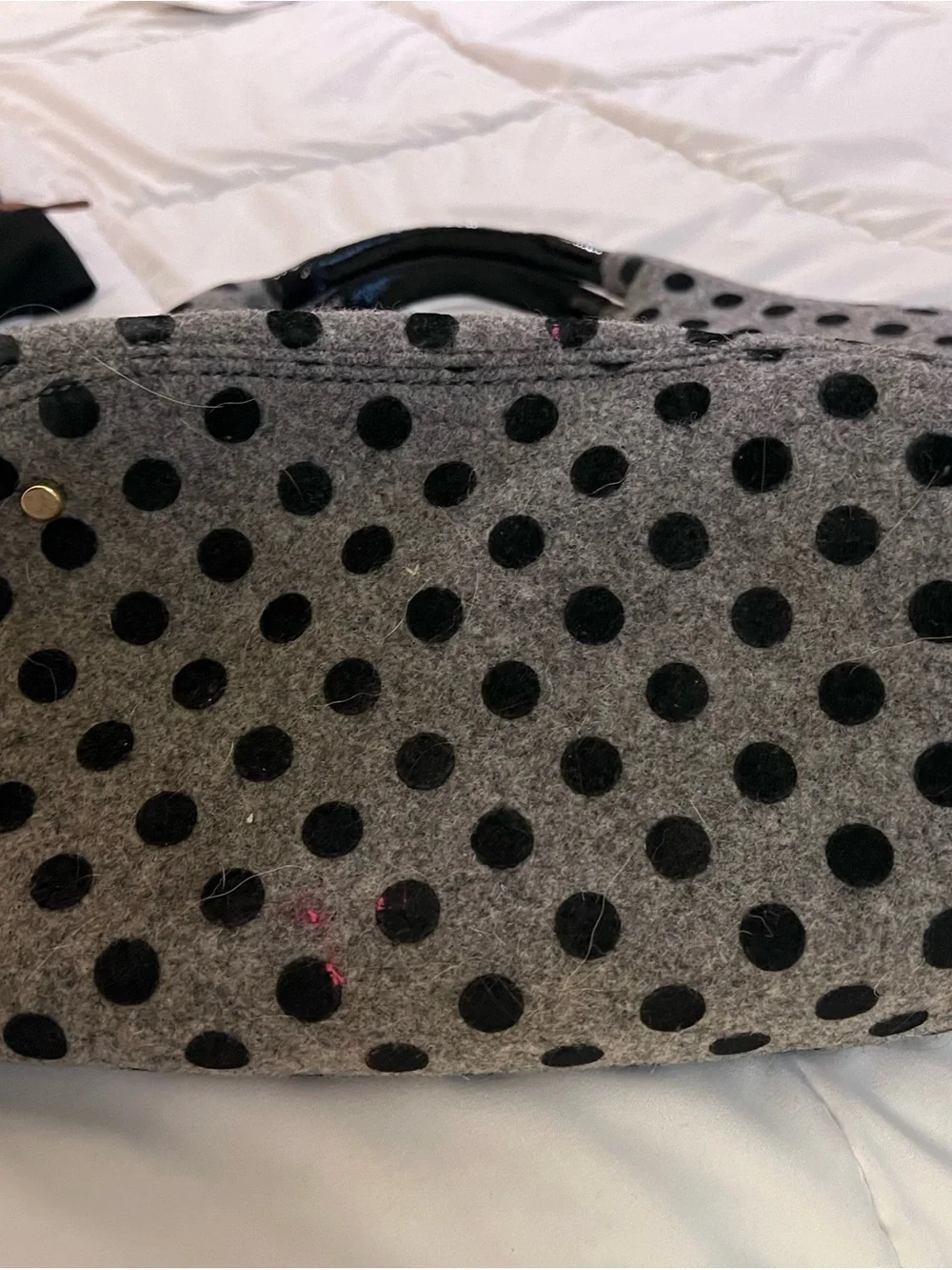 kate spade Gray and Black Polka Dot Bow Shoulder Bag